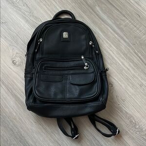 Black Leather Mini Backpack